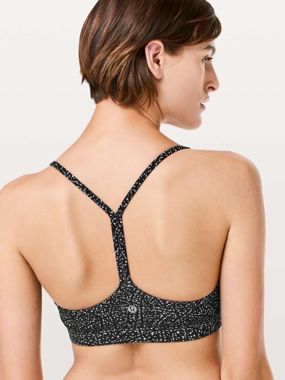 EUC Lululemon Flow Y Bra Night View White Black Nulu SIZE 2